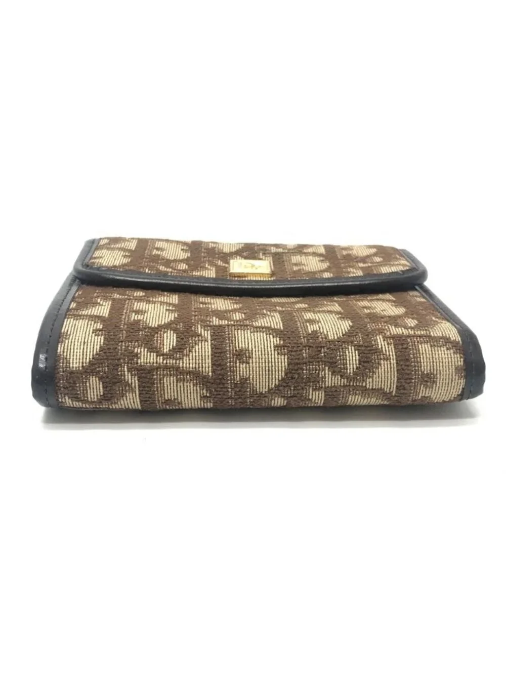 Dior Trifold Wallet Trotter Pattern Canvas Brown